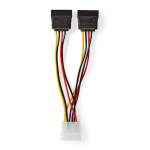 Nedis Internal Power cable | Molex Male | 2x SATA 15-Pin Female | Gold Plated | 0.15 m | Round | PVC | Multi Colour | Box Nedis Internal Power cable | Molex Male | 2x SATA 15-Pin Female | Gold Plated | 0.15 m | Round | PVC | Multi Colour | Box