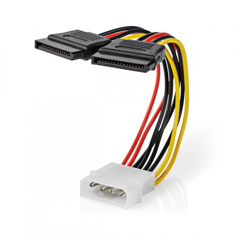 Nedis Internal Power cable | Molex Male | 2x SATA 15-Pin Female | Gold Plated | 0.15 m | Round | PVC | Multi Colour | Box Nedis Internal Power cable | Molex Male | 2x SATA 15-Pin Female | Gold Plated | 0.15 m | Round | PVC | Multi Colour | Box