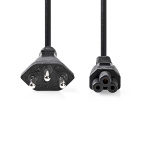 Nedis Power Cable | CH Type 12 | IEC-320-C5 | Straight | Straight | Nickel Plated | 2.00 m | Round | PVC | Black | Label