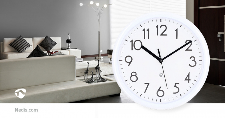 Nedis Wall Clock | Diameter: 220 mm | Plastic | White