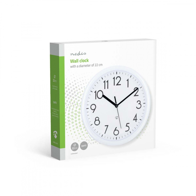 Nedis Wall Clock | Diameter: 220 mm | Plastic | White