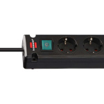 Brennenstuhl Bremounta power strip with 2 USB C charging sockets 5x black 3m H05VVF3G1.5