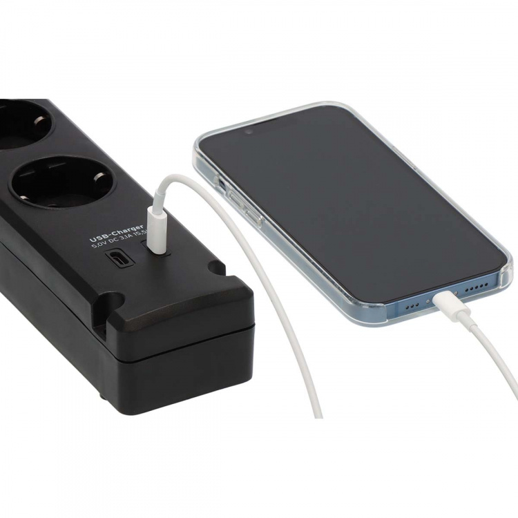 Brennenstuhl Bremounta power strip with 2 USB C charging sockets 5x black 3m H05VVF3G1.5