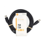 Nedis USB Cable | USB 2.0 | USB-A Male | USB-A Male | 480 Mbps | Nickel Plated | 5.00 m | Round | PVC | Black | Label