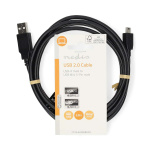 Nedis USB Cable | USB 2.0 | USB-A Male | USB Mini-B 5 pin Male | 480 Mbps | Nickel Plated | 2.00 m | Round | PVC | Black | Label