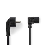 Nedis Power Cable | Plug with earth contact male | IEC-320-C13 | Angled | Angled | Nickel Plated | 10.0 m | Round | PVC | Black | Label
