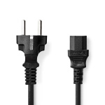 Nedis Power Cable | Plug with earth contact male | IEC-320-C13 | Straight | Straight | Nickel Plated | 10.0 m | Round | PVC | Black | Label