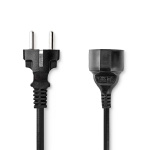 Nedis Power Cable | Plug with earth contact male | Plug with earth contact female | Straight | Straight | Nickel Plated | 3.00 m | Round | PVC | Black | Label