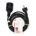 Nedis Power Cable | Plug with earth contact male | Plug with earth contact female | Straight | Straight | Nickel Plated | 3.00 m | Round | PVC | Black | Label