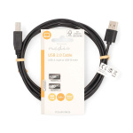 Nedis USB Cable | USB 2.0 | USB-A Male | USB-B Male | 480 Mbps | Nickel Plated | 2.00 m | Round | PVC | Black | Label Nedis USB Cable | USB 2.0 | USB-A Male | USB-B Male | 480 Mbps | Nickel Plated | 2.00 m | Round | PVC | Black | Label