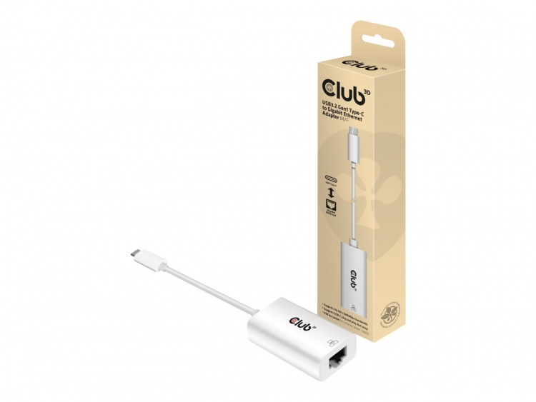 Club 3D nätverksadapter USB-C 3.2 Gen 1 1Gbps kabeldragning