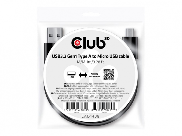 Club 3D USB 2.0 / USB 3.0 / USB 3.2 Gen 1 USB-kabel 1m Sort Club 3D USB 2.0 / USB 3.0 / USB 3.2 Gen 1 USB-kabel 1m Sort