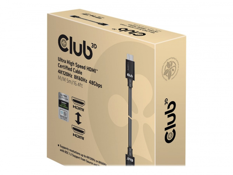 Club 3D HDMI hane -> HDMI hane 5 m Svart Club 3D HDMI hane -> HDMI hane 5 m Svart