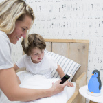Zazu Pam sleep rhythm music night light, penguin, grey