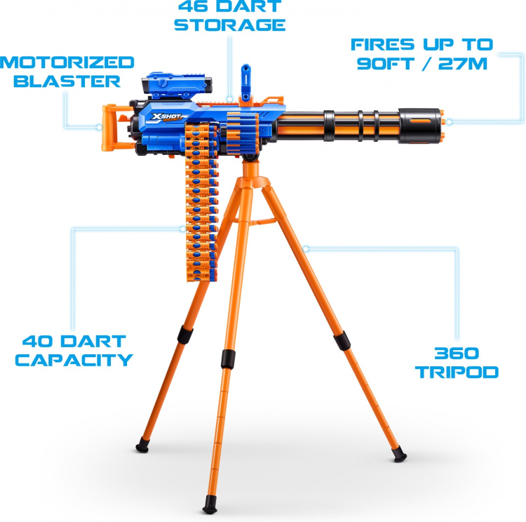 X-Shot Insanity-Motorized Age Fire Gatlin Gun with tripod - foam gun