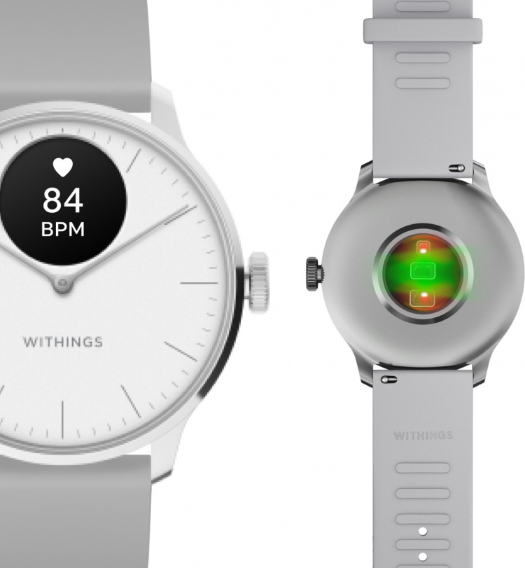 Withings Scanwatch Light smartwatch, 37 mm, white / grey