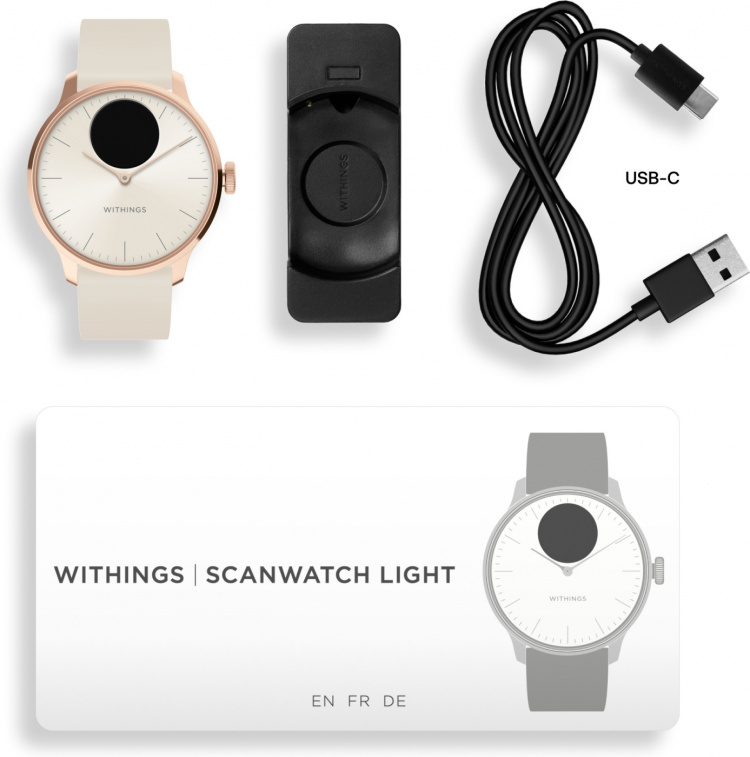 Withings Scanwatch Light smartwatch, 37 mm, white / rose gold