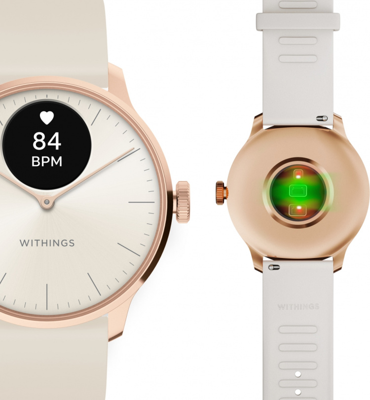 Withings Scanwatch Light smartwatch, 37 mm, white / rose gold