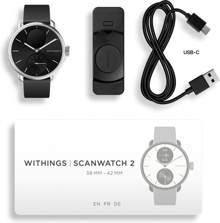 Withings Scanwatch 2 smartwatch, 38 mm, black Withings Scanwatch 2 smartwatch, 38 mm, black