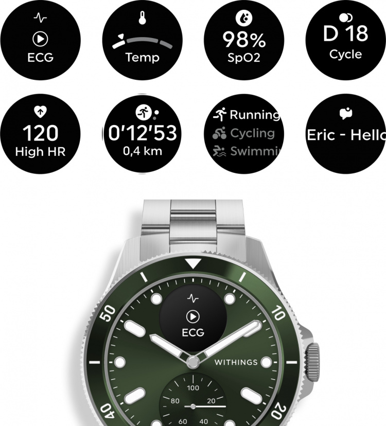 Withings Scanwatch Nova smartwatch, 42 mm, green
