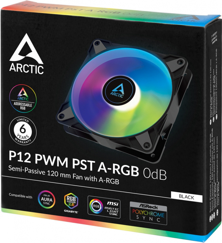Arctic Cooling Arctic P12 PWM PST A-RGB 0dB fan, 120 mm, black
