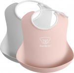 BabyBjörn Baby Bib, 2 pieces, Grey / Powder Pink