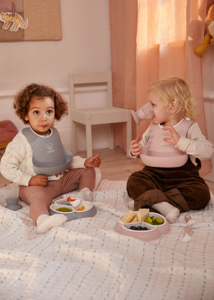 BabyBjörn Baby Bib, 2 pieces, Grey / Powder Pink