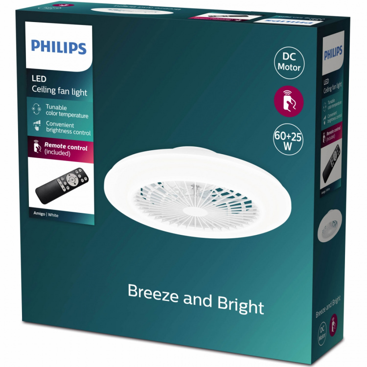 Philips Amigo Takfläkt med LED-belysning Varm-/kallvitt 6000 lm