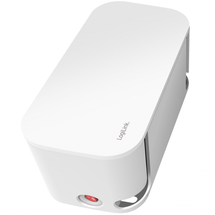 LogiLink Cable box - Kabelgömma med grenuttag + USB-A/USB-C-laddning Vit