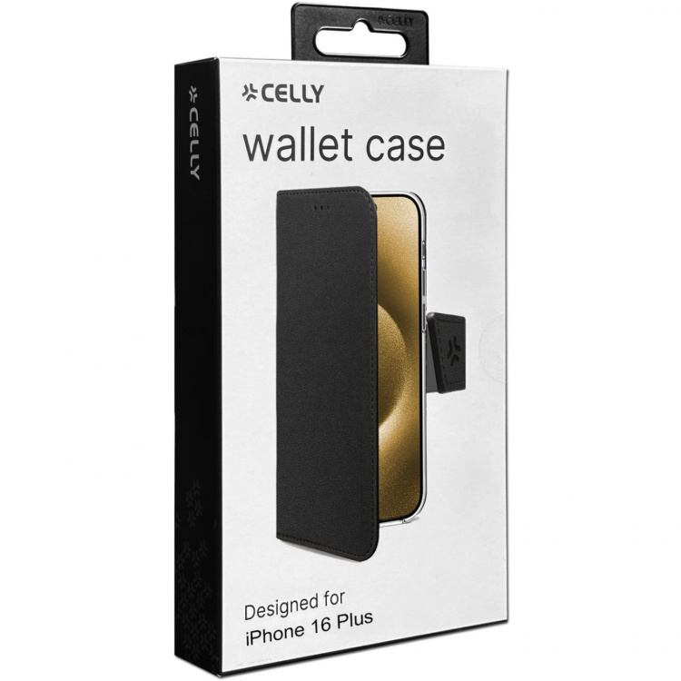 Celly Wally Wallet Case iPhone 16 Plus Svart Celly Wally Wallet Case iPhone 16 Plus Svart
