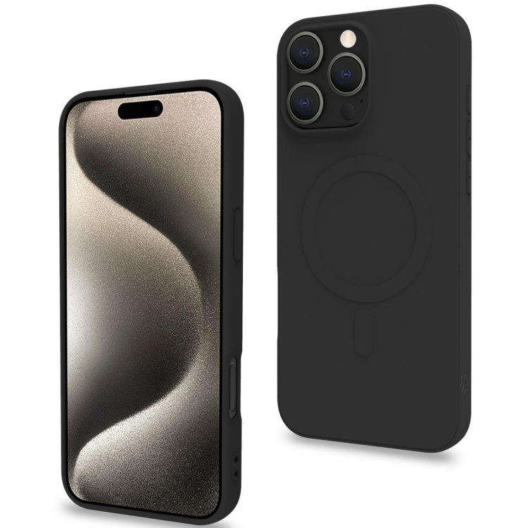 Celly Cromomag Magnetic Soft rubber case MagSafe iPhone 16 Pro Max Svart Celly Cromomag Magnetic Soft rubber case MagSafe iPhone 16 Pro Max Svart