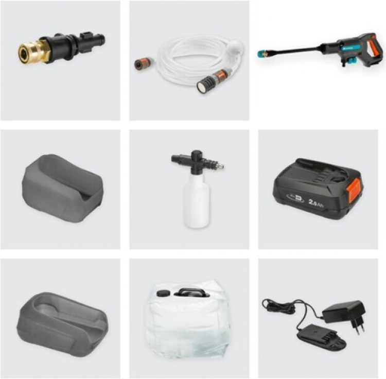 GARDENA AquaClean 24/18V P4A Premium Medium Pressure Washer with Water Tank, Battery and Charger