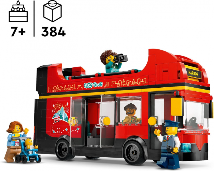 LEGO City Great Vehicles 60407 - Red double-decker tourist bus