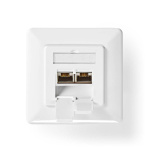 Nedis Network Wall Box | Flush Mount | 2 port(s) | CAT7 | Straight | Female | Gold Plated | PVC | Ivory | Box