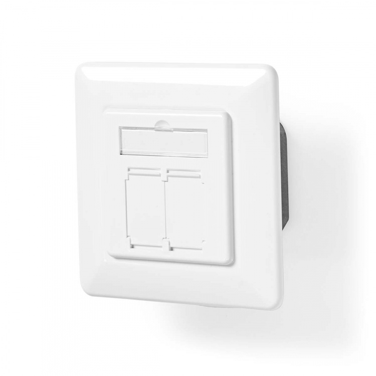 Nedis Network Wall Box | Flush Mount | 2 port(s) | CAT7 | Straight | Female | Gold Plated | PVC | Ivory | Box