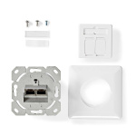 Nedis Network Wall Box | Flush Mount | 2 port(s) | CAT7 | Straight | Female | Gold Plated | PVC | Ivory | Box