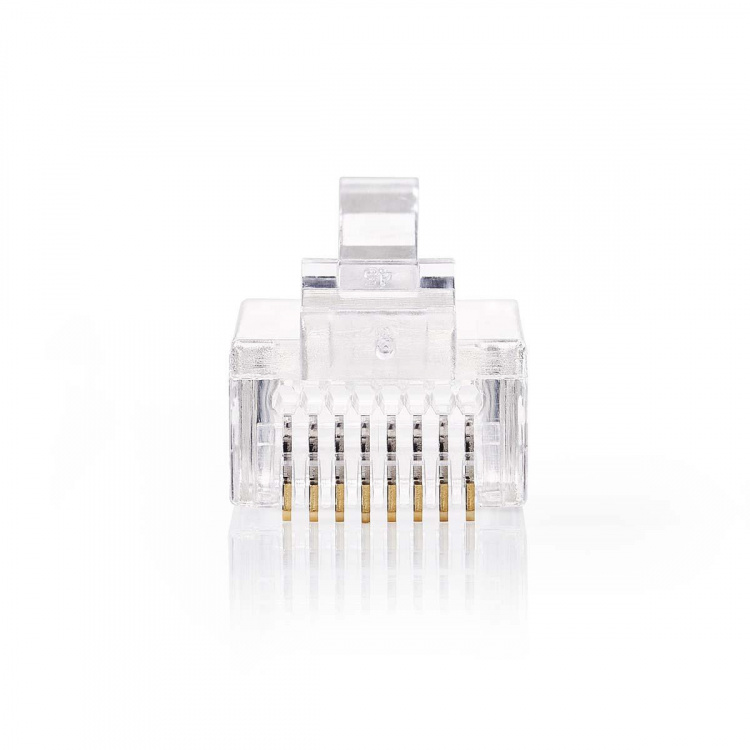 Nedis RJ45 Connector | RJ45 Pass Through | Solid UTP CAT5e | Straight | Gold Plated | 10 pcs | Polycarbonate | Transparent | Box Nedis RJ45 Connector | RJ45 Pass Through | Solid UTP CAT5e | Straight | Gold Plated | 10 pcs | Polycarbonate | Transparent | Box