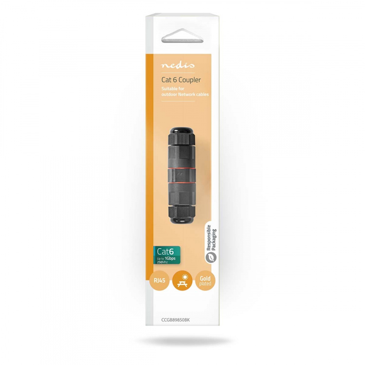 Nedis Network Coupler | Outdoor | CAT6 | Shielded | RJ45 Female | RJ45 Female | Straight | PVC | Box