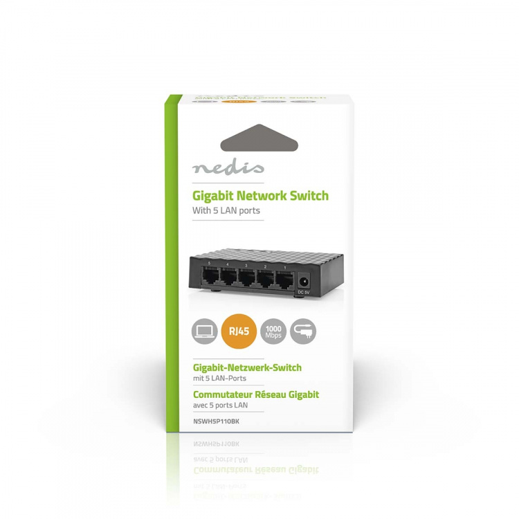 Nedis Network Switch | Wired speed: Gigabit | Number of ethernet ports: 5