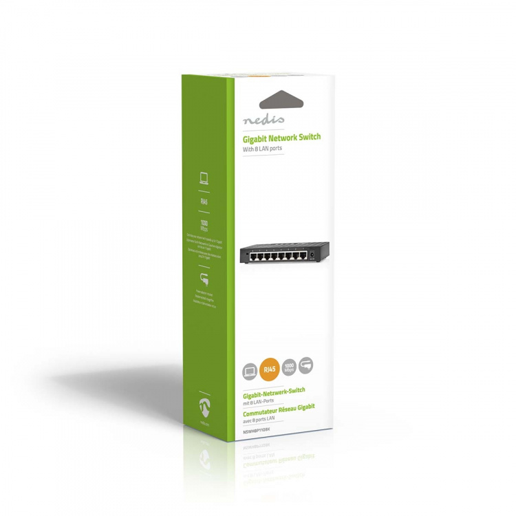Nedis Network Switch | Wired speed: Gigabit | Number of ethernet ports: 8