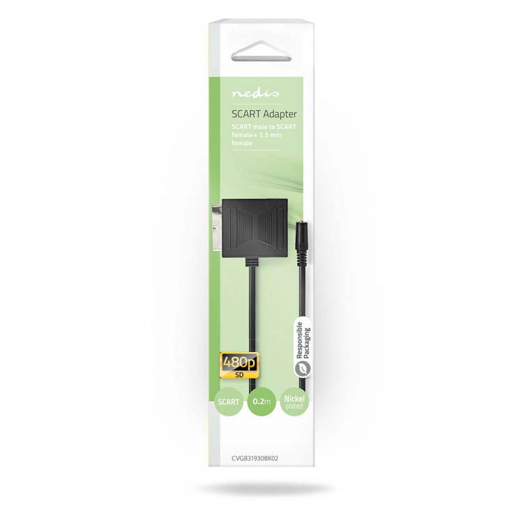 Nedis SCART Cable | SCART Male | SCART Female / 3.5 mm Female | Nickel Plated | 480p | 0.20 m | Round | PVC | Black | Box Nedis SCART Cable | SCART Male | SCART Female / 3.5 mm Female | Nickel Plated | 480p | 0.20 m | Round | PVC | Black | Box