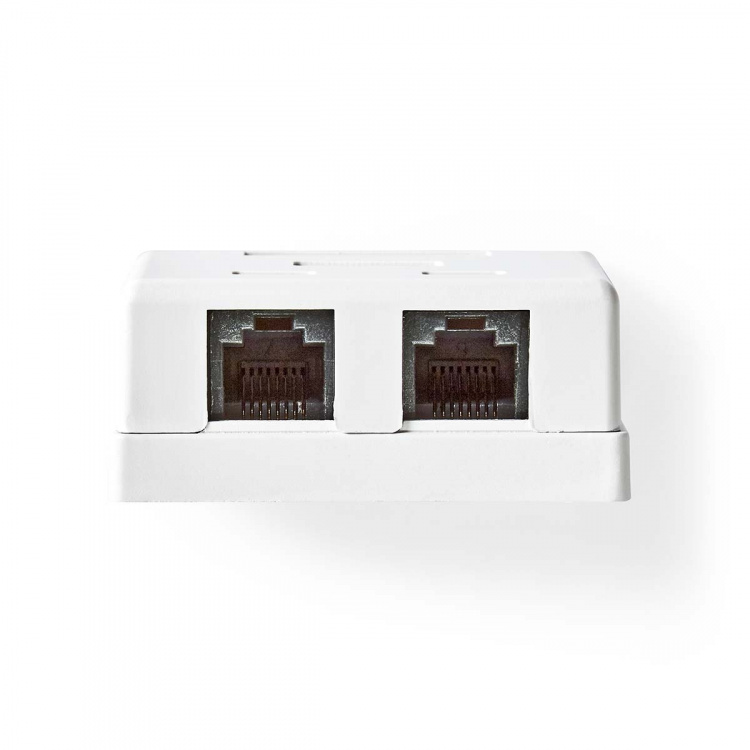 Nedis Network Wall Box | Surface Mount | 2 port(s) | UTP CAT6 | Straight | Female | Gold Plated | PVC | White | Box