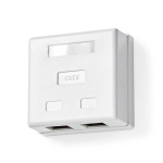 Nedis Network Wall Box | Surface Mount | 2 port(s) | UTP CAT6 | Straight | Female | Gold Plated | PVC | White | Box
