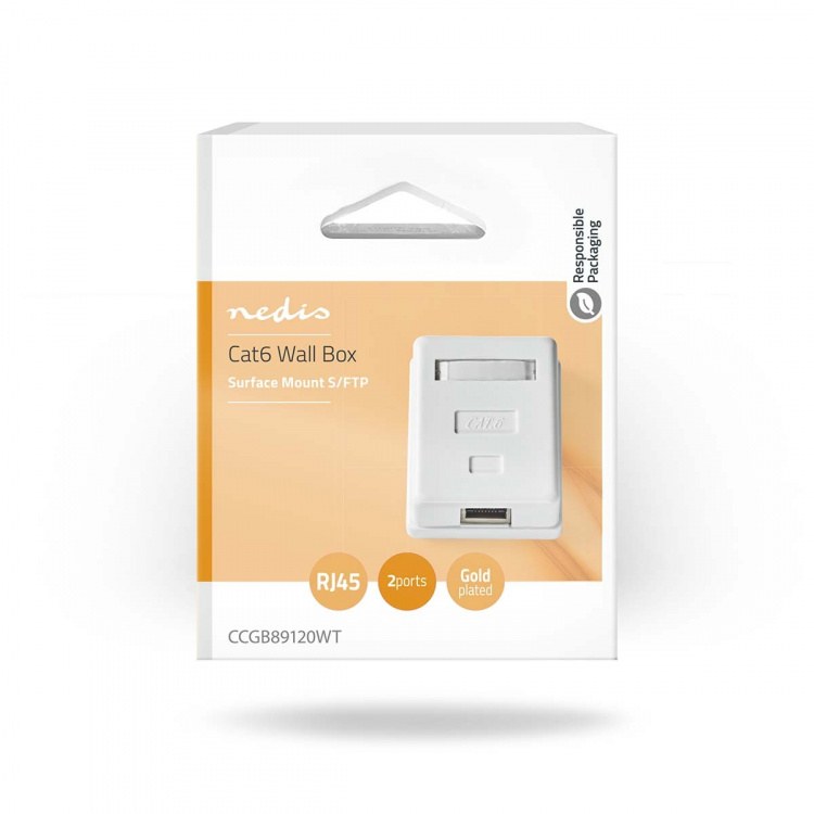 Nedis Network Wall Box | Surface Mount | 1 port(s) | STP CAT6 | Straight | Female | Gold Plated | PVC | White | Box Nedis Network Wall Box | Surface Mount | 1 port(s) | STP CAT6 | Straight | Female | Gold Plated | PVC | White | Box