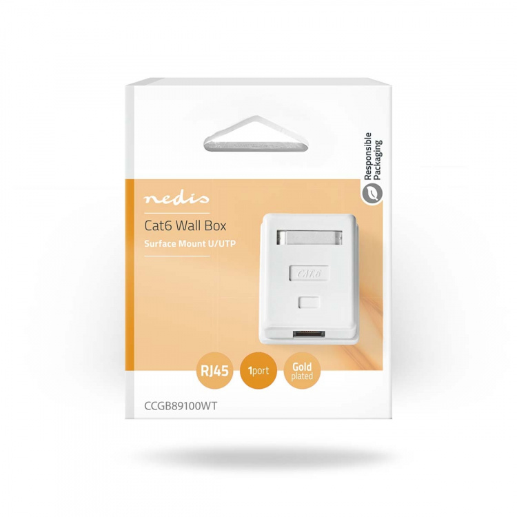 Nedis Network Wall Box | Surface Mount | 1 port(s) | UTP CAT6 | Straight | Female | Gold Plated | ABS | White | Box Nedis Network Wall Box | Surface Mount | 1 port(s) | UTP CAT6 | Straight | Female | Gold Plated | ABS | White | Box