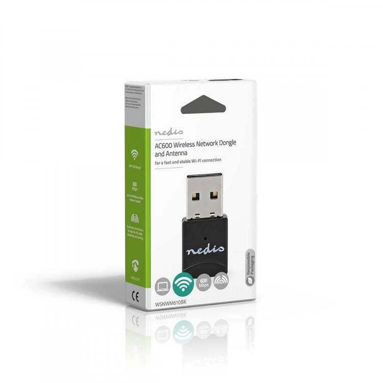Nedis Network Dongle | Wi-Fi | AC600 | 2.4/5 GHz (Dual Band) | USB2.0 | Wi-Fi speed total: 600 Mbps | Windows 10 / Windows 11 / Windows 8 Nedis Network Dongle | Wi-Fi | AC600 | 2.4/5 GHz (Dual Band) | USB2.0 | Wi-Fi speed total: 600 Mbps | Windows 10 / Windows 11 / Windows 8
