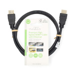 Nedis Premium High Speed HDMI™ Cable with Ethernet | HDMI™ Connector | HDMI™ Connector | 4K@60Hz | 18 Gbps | 1.00 m | Round | PVC | Black | Label Nedis Premium High Speed HDMI™ Cable with Ethernet | HDMI™ Connector | HDMI™ Connector | 4K@60Hz | 18 Gbps | 1.00 m | Round | PVC | Black | Label