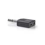 Nedis Stereo Audio Adapter | 6.35 mm Male | 2x 6.35 mm Female | Nickel Plated | Straight | ABS | Black | 10 pcs | Envelope