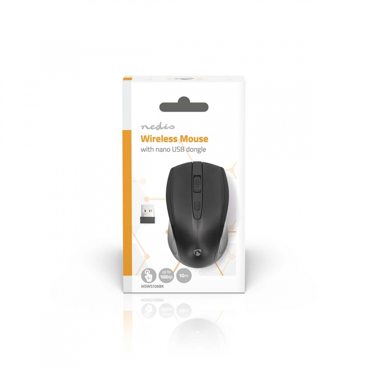 Nedis Mouse | Wireless | 800 / 1200 / 1600 dpi | Adjustable DPI | Number of buttons: 4 | Both Handed