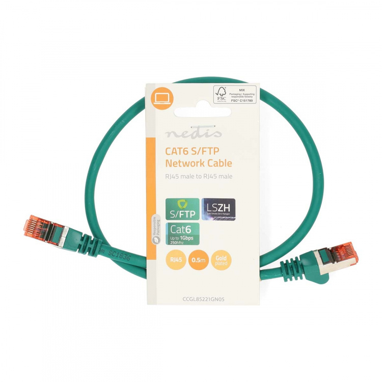 Nedis CAT6 Cable | RJ45 Male | RJ45 Male | S/FTP | 0.50 m | Round | LSZH | Green | Label